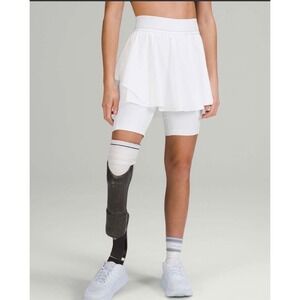 Lululemon Court Rival High Rise Skirt White Tiered Athletic Size 2 stained